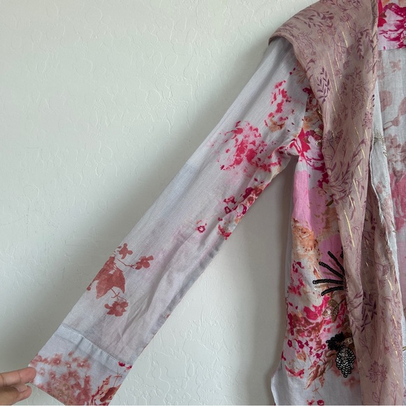 Aratta Silent Journey Jacket Small Hooded Lightweight Floral Embroidered Sequins - Picture 2 of 10